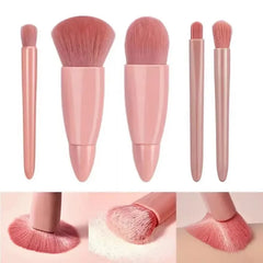 Raavira Luxe Mini Glam Kit – 5-in-1 Travel Cosmetic Brush Set with Mirror & Case