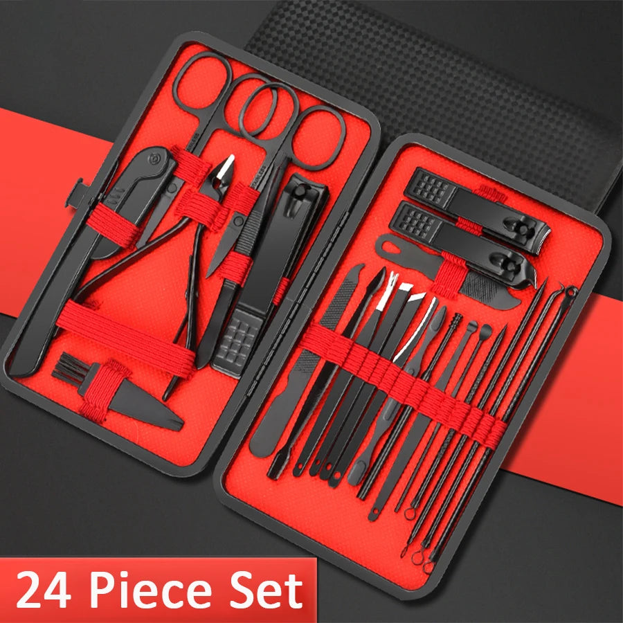 Raavira LuxeTrim 24-in-1 Nail Care Kit – Premium Stainless Steel Manicure & Pedicure Set with Travel Case
